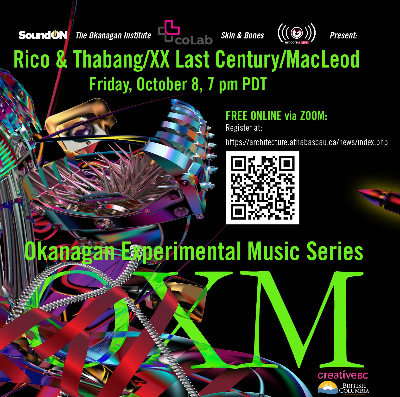 Ricco & Thabang/XX Last Century/MacLeod – Okanagan Experimental Music Series Poster